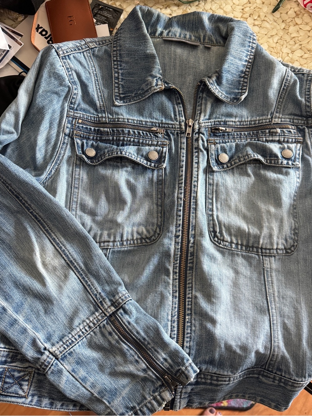 Light Wash Denim Zip-Front Jacket